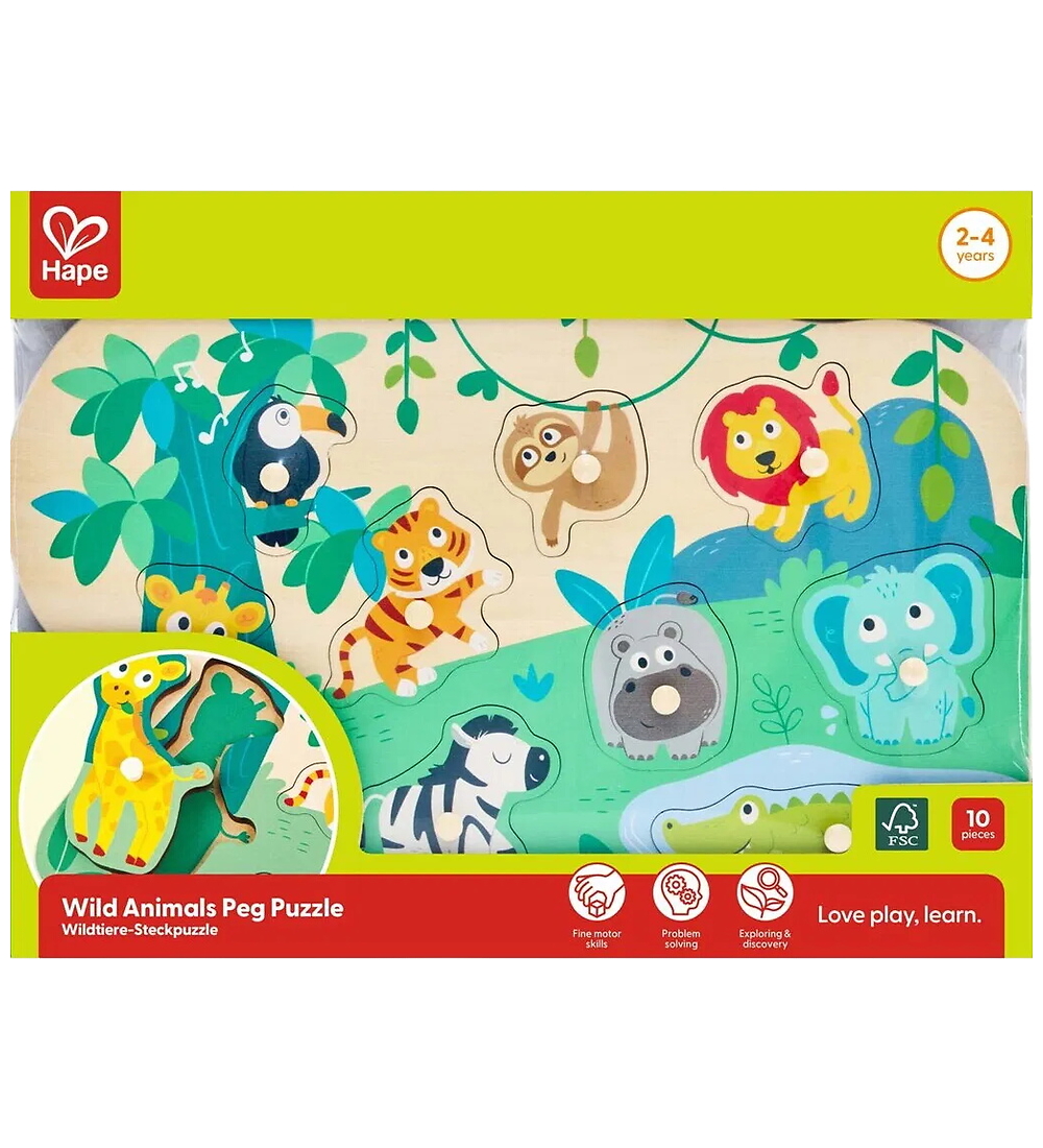 Hape Puzzlespiel - Holz - 9 Teile - Wildtiere - Hape - One Size - Puzzlespiele Hape Puzzlespiel - Holz - 9 Teile - Wildtiere - Hape - One Size - Puzzlespiele von Hape