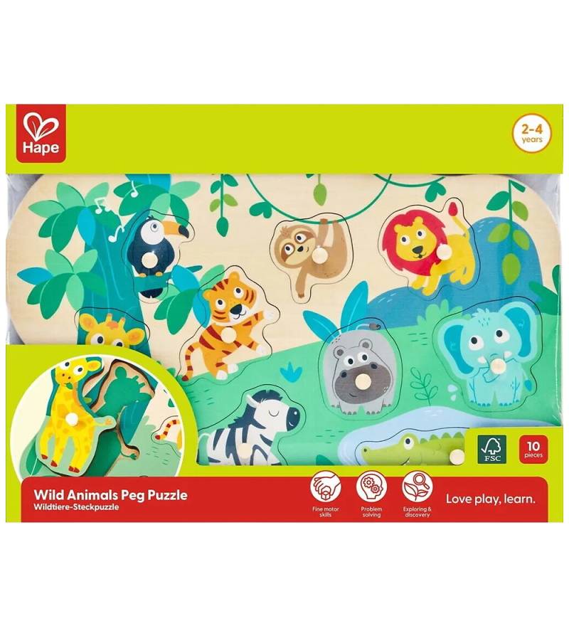 Hape Puzzlespiel - Holz - 9 Teile - Wildtiere - Hape - One Size - Puzzlespiele Hape Puzzlespiel - Holz - 9 Teile - Wildtiere - Hape - One Size - Puzzlespiele von Hape