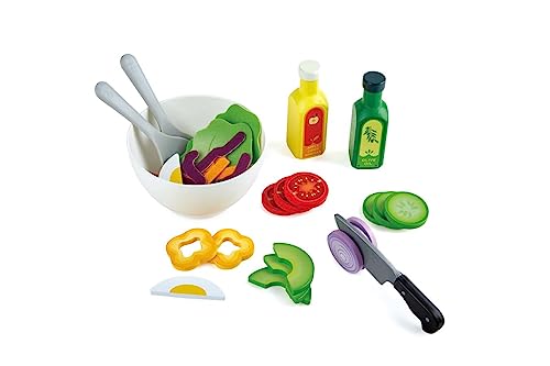Hape Salat-Set Gartensalat-Set, Koch-Nachahmungsspiel aus Holz für Kinder, Salat-Zutaten und Zubehör für gesunde Essgewohnheiten 1174340 von Hape