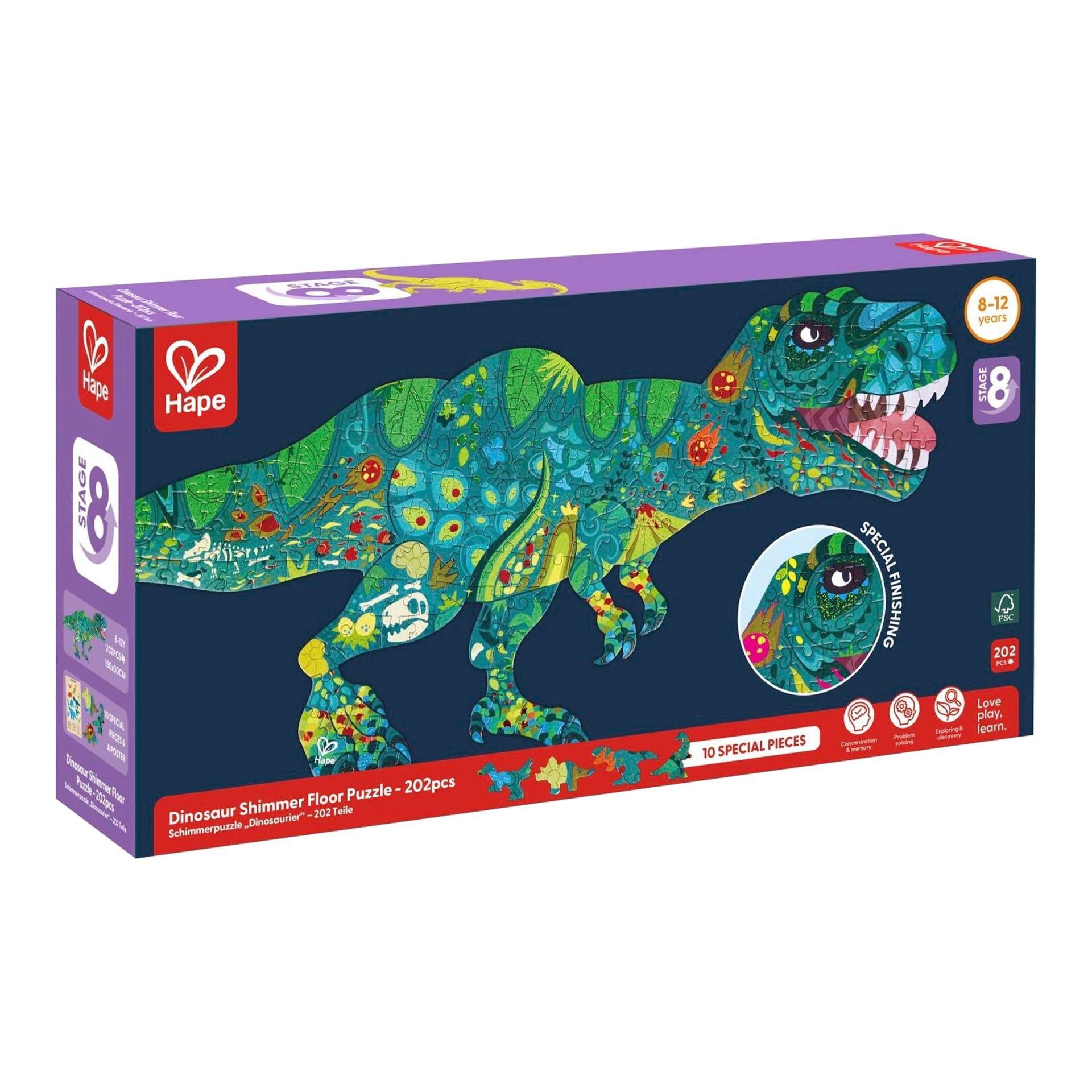Hape Schimmer-Puzzle Dinosaurier 200 Teile von Hape