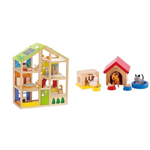 Hape Vier-Jahreszeiten Puppenhaus aus Holz von Hape & Hape International Haustiere für die ganze Familie aus Holz für Puppenhäuser von Hape | Ergänzung zum Puppenhaus aus Holz von Hape