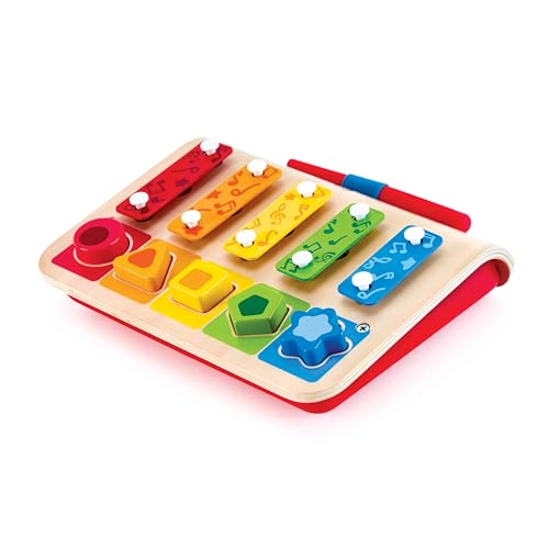 Hape Xylophon-Piano mit Farben- und Formensortierfunktion aus Holz, Musikinstrument für Kinder ab 12 Monate von Hape