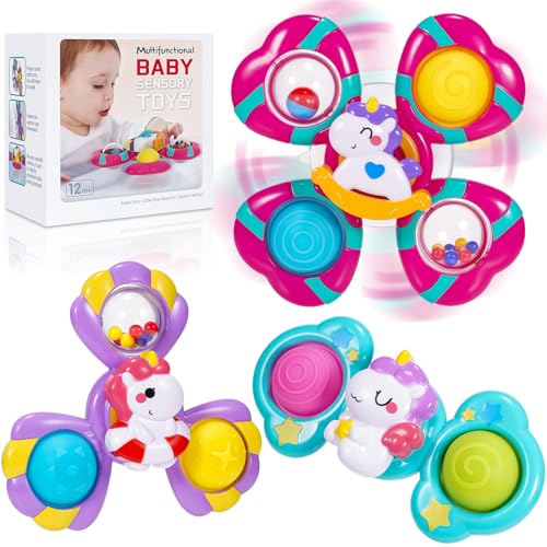 Hapikids Saugnapf Spielzeug Baby, Einhorn Ostergeschenke Kinder Beschäftigung im Flugzeug Kleinkind Baby Spielzeug 6 9 12 Monate badewannenspielzeug ab 1 Jahr von Hapikids