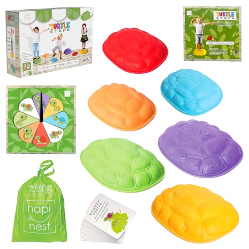Hapinest Turtle Steps Balance Stepping Stones Obstacle Course Coordination Game for Kids - Indoor or Outdoor Play Equipment Toys Toddler Ages 3 Years and Up von Hapinest