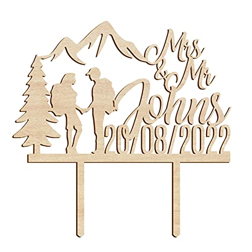 Hochzeit Personalisierte Topper Berge der Liebe Name und Datum 21x19cm Tortendeko (Eco/Braun) von Happenings