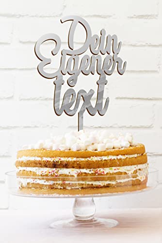 Personalisierten Cake Topper | Hochzeit Geburtstag Kommunion Taufe Firmung Topper Mit Name | Personalisierbares Tortenaufsatz | Dein Text | (Spiegelacryl) von Happenings