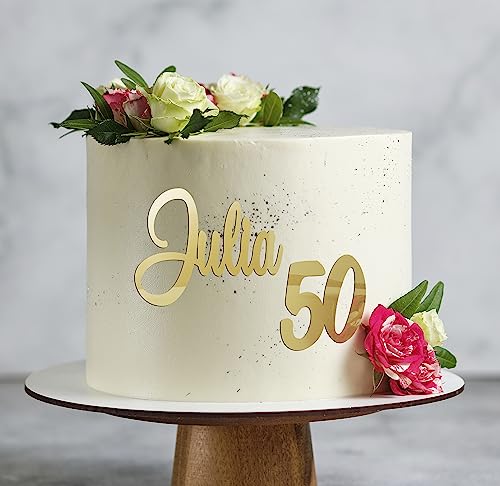Cake Topper Tortenaufsatz auf der Seite des Kuchens – Spiegelacryl– Personalisierung – Zur Kommunion Geburtstag Taufe Hochzeit - Ihr eigener Text von Happenings