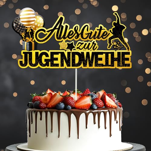 Jugendweihe Tortendeko - Jugendweihe 2025 Schwarzes Gold Cake Topper - Alles Gute zur Jugendweihe, Originelle Tortenaufleger Deko Junge & Mädchen Jugendweihe Tortendeko - Jugendweihe 2025 Schwarzes Gold Cake Topper - Alles Gute zur Jugendweihe, Originelle Tortenaufleger Deko Junge & Mädchen von Happirra