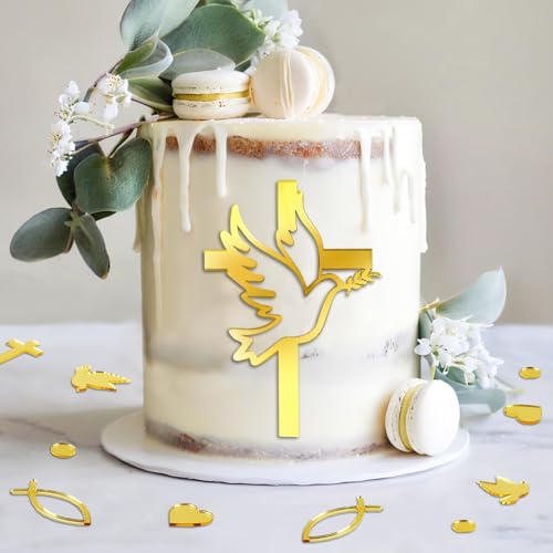 Tortendeko Kommunion Tortendeko Taufe, TortendekoKonfirmation 51 Stück, Streudeko Kommunion Deko, Kuchendeko Kreuz Cake Topper Taube für Hochzeit Geburtstag Party Religiöse von Happirra