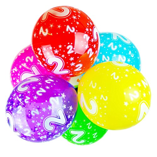 Happium 10x Luftballons 12" Party Geburtstag Jahrestag (Zahl 2) von Happium