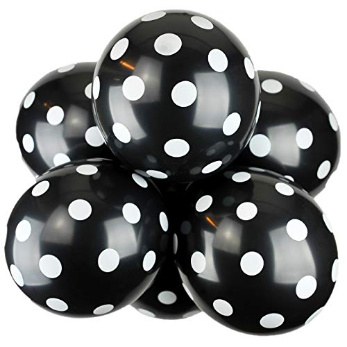 Happium 12 Zoll sortierte Latexballons Polka Dot, ideal für Partydekoration, sortierte Luftballons für Geburtstag Hochzeit und andere Partys, 10 Stück (Schwarz) von Happium