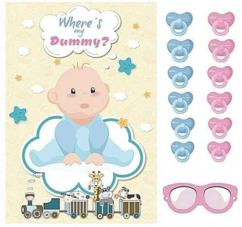 Happium Babyparty-Spiele Stecken Sie dem Baby den Schnuller an, mit 24 Aufklebern, Augenbinde Unisex Stecken Sie den Schnuller an das Baby, für 24 Spieler Stecken Sie den Schnuller an das Baby von Happium