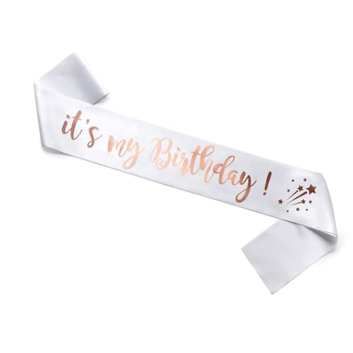 Happium Geburtstag Schärpe, It's My Birthday Satin Schärpe für Geburtstag Schärpe Happy Birthday Deko Party Schärpe Satin Roségold auf Weiß Happium Geburtstag Schärpe, It's My Birthday Satin Schärpe für Geburtstag Schärpe Happy Birthday Deko Party Schärpe Satin Roségold auf Weiß von Happium