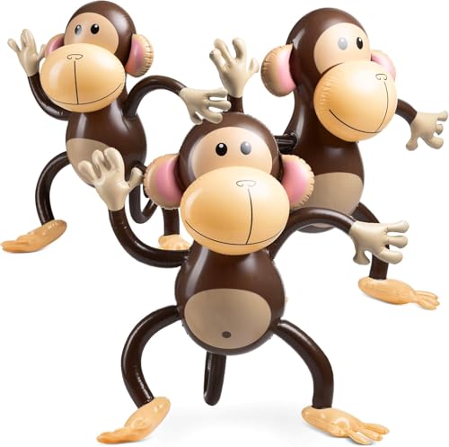 Happium Großer aufblasbarer Affe, 68 cm, für Babyparty, Safari, Dschungel-Mottoparty-Dekorationen, aufblasbare Tier-Partygeschenke und Dekorationen für Kinder und Kleinkinder, 3 Stück Happium Großer aufblasbarer Affe, 68 cm, für Babyparty, Safari, Dschungel-Mottoparty-Dekorationen, aufblasbare Tier-Partygeschenke und Dekorationen für Kinder und Kleinkinder, 3 Stück von Happium