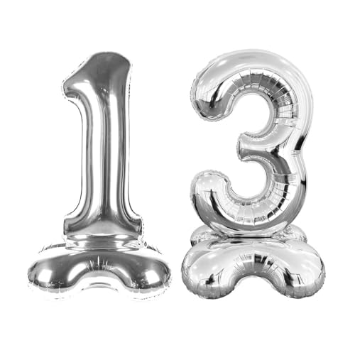 Happium Luftballons, 50 Zoll, Big Air Stand-up Balloons 13, Silber Folienballons Geburtstag Silber Ballon Zahlen 1 und 3 Ballons für Geburtstagsfeier Dekorationen Feier Supplies Luft Nur Happium Luftballons, 50 Zoll, Big Air Stand-up Balloons 13, Silber Folienballons Geburtstag Silber Ballon Zahlen 1 und 3 Ballons für Geburtstagsfeier Dekorationen Feier Supplies Luft Nur von Happium