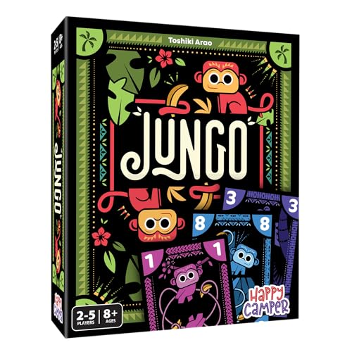 Happy Camper Jungo-Spiel, einfach, tragbar, perfekt für Spieleabend, 2–5 Spieler, ab 8 Jahren von Happy Camper