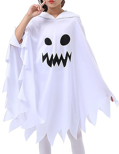 Happy Cherry Halloween Gespenster Kostüm für Kinder, Weiß Geist Geister Umhang für Kinder, Gespenster Kostüm für Halloween Karneval Fasching Cosplay von Happy Cherry