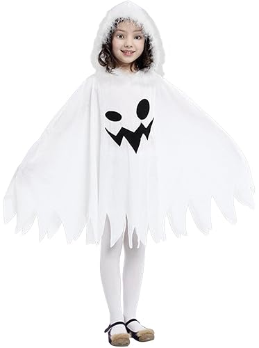 Happy Cherry Halloween Gespenster Kostüm für Kinder, Weiß Geist Geister Umhang für Kinder, Gespenster Kostüm für Halloween Karneval Fasching Cosplay von Happy Cherry