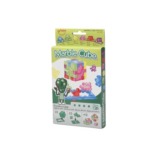 Happy 33366 - Marble Cube 6-pack cardboardbox, 3D-Puzzlewürfel mit Schwierigkeitsgrad "sehr schwer", 6 Stück von Happy Cube