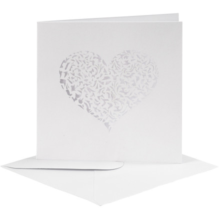 Karte & Kuvert als Set, Kartengröße 13,5x13,5 cm, Umschlaggröße 14,5x14,5 cm, 240+110 g, Weiß, 5 Set/ 1 Pck von Happy Moments