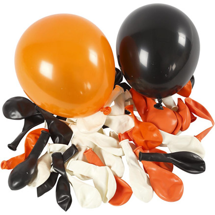Luftballons, Rund, D 23-26 cm, Schwarz, Orange, Weiß, 100 Stk/ 1 Pck Luftballons, Rund, D 23-26 cm, Schwarz, Orange, Weiß, 100 Stk/ 1 Pck von Happy Moments