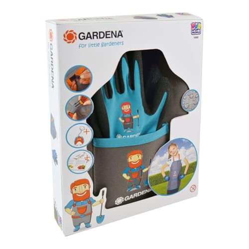 Happy People 16868 - Gardena Garten-Set für Kinder mit einer Schürze für die Gartenarbeit, 1 Paar Handschuhen gegen Schmutz und Wasser, Igel Schlüsselanhänger und Gartenbroschüren Happy People 16868 - Gardena Garten-Set für Kinder mit einer Schürze für die Gartenarbeit, 1 Paar Handschuhen gegen Schmutz und Wasser, Igel Schlüsselanhänger und Gartenbroschüren von Happy People