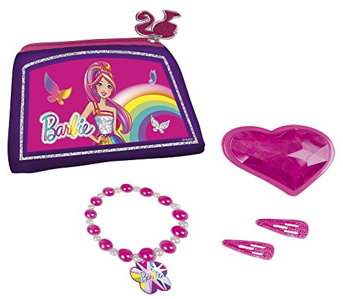 Happy People 52036 Barbie Schmucktaschen-Set Spiegel, für Mädchen, mit Zubehör, 5-teilig von Happy People