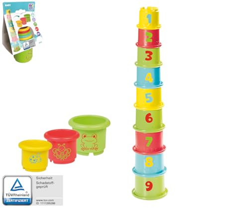 Stapelbecher, 9-TLG., mit Zahlen und Tieren, in bunten Farben, Höhe: 38cm von Happy People