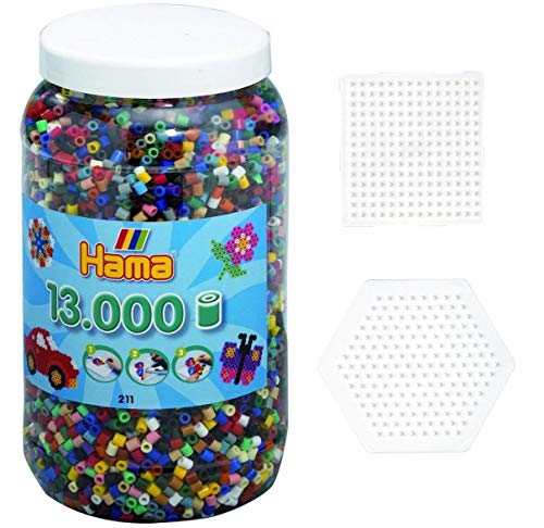 Happy Price Toys Hama Perlen 1211-67, 13.000 Perlen Mix 67 in Dose + 2 Hama Stiftplatten im Set von Happy Price Toys