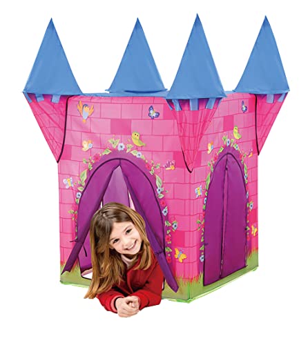 Happy Sun Prinzessinnenzelt für Kinder, Spielzelt für Mädchen, Maße 110 x 110 x 132 cm, Faltbarer Vorhang, kleines Packmaß im Kinderzimmer, Mädchen, Rosa von Happy Sun