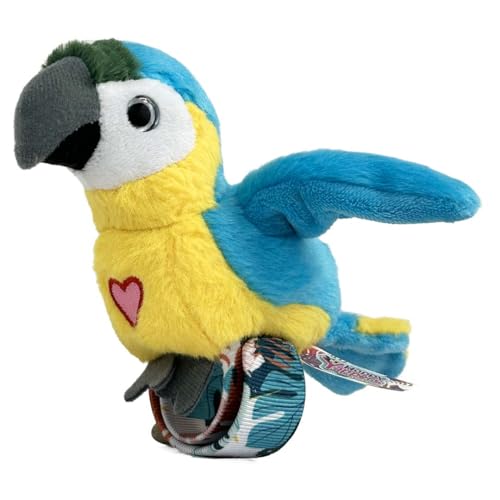 Happy Yappers Interaktiver Plüschvogel Blauer Papagei – Nachsprech-Modus, Musik & Chirping Sounds, Schlafmodus, Wiederaufladbar, Ideal für Kinder ab 18 Monaten, Inklusive USB-C-Ladekabel von Happy Yappers