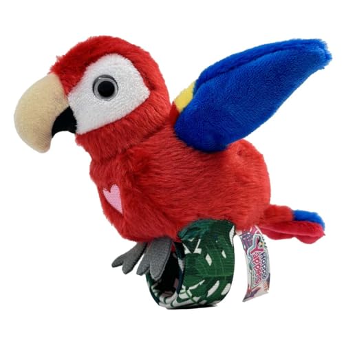 Happy Yappers Interaktiver Plüschvogel Roter Papagei – Nachsprech-Modus, Musik & Chirping Sounds, Schlafmodus, Wiederaufladbar, Ideal für Kinder ab 18 Monaten, Inklusive USB-C-Ladekabel von Happy Yappers
