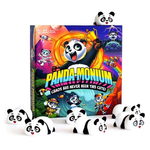 Pandamonium – Chaos war noch nie so niedlich! Das lustige Action-Familien-Partyspiel für Kinder, Jugendliche und Erwachsene, ein Schnitzeljagd-Karten- und Brettspiel für Kinder ab 5 Jahren, 3–8 von Happy Yeti Games