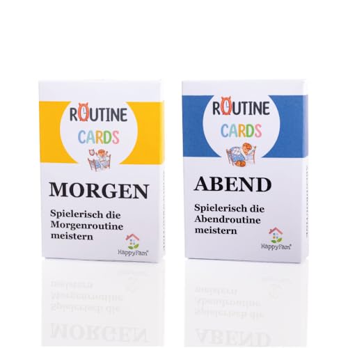 HappyFam Routine Cards Morgen & Abend, Routinekarten, Flashcards, Morgenroutine und Abendroutine fördern, Bildkarten, Paket mit 2 Produkten HappyFam Routine Cards Morgen & Abend, Routinekarten, Flashcards, Morgenroutine und Abendroutine fördern, Bildkarten, Paket mit 2 Produkten von HappyFam