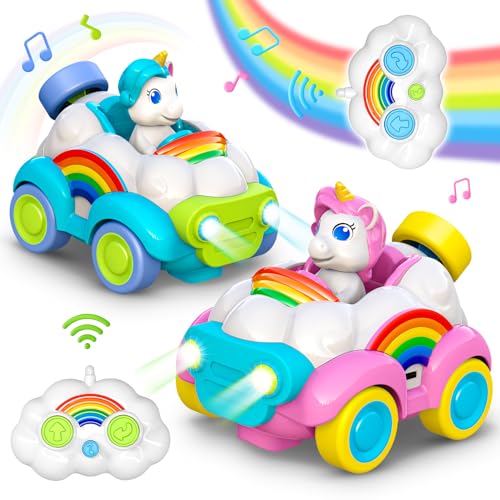 HappyGoLucky Ferngesteuertes Auto ab 2 3-5 Jahre, Spielzeug ab 2 3 4 5 Jahre Jungen Einhorn Geschenke für Mädchen Geschenk Mädchen 2 3 4 5 Jahre Geschenk Junge 3 4 5 Jahre Einhorn Spielzeug von HappyGoLucky