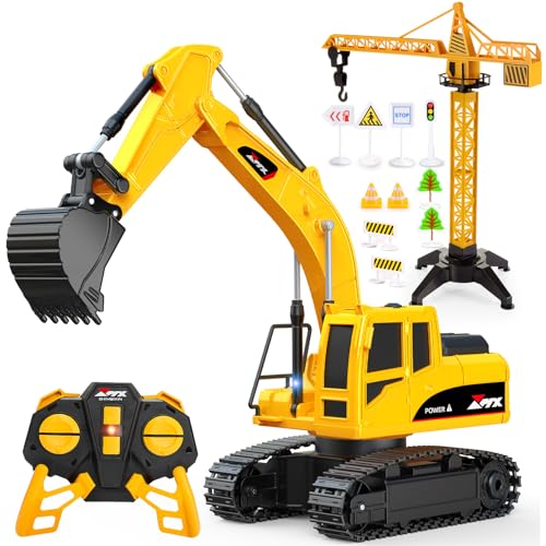 HappyGoLucky Ferngesteuertes Bagger mit 2 Batterien, 2.4Ghz RC Bagger Spielzeug ab 3-8 Jahre Junge, Baufahrzeug Spielzeugautos Geburtstags Geschenk für Kinder HappyGoLucky Ferngesteuertes Bagger mit 2 Batterien, 2.4Ghz RC Bagger Spielzeug ab 3-8 Jahre Junge, Baufahrzeug Spielzeugautos Geburtstags Geschenk für Kinder von HappyGoLucky