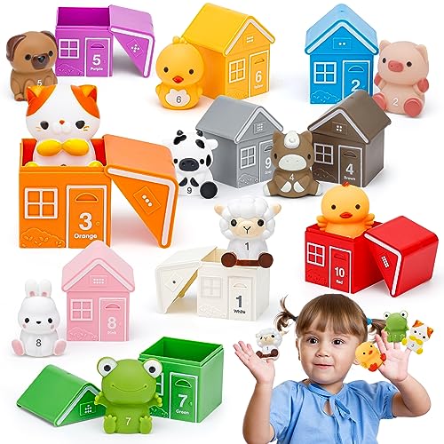 HappyGoLucky Montessori Spielzeug ab 1 2 3 Jahre, 20 Pcs Bauernhof Spielzeug Lernspielzeug für Kleinkinder - Stapelspielzeug Motorikspielzeug Baby Weihnachten Geschenk Junge Mädchen HappyGoLucky Montessori Spielzeug ab 1 2 3 Jahre, 20 Pcs Bauernhof Spielzeug Lernspielzeug für Kleinkinder - Stapelspielzeug Motorikspielzeug Baby Weihnachten Geschenk Junge Mädchen von HappyGoLucky