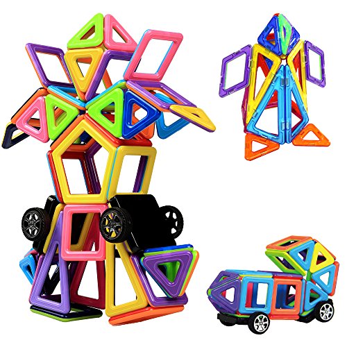 HappyGoo Magnetische Bausteine - 76tlg Magnete Kinder - Magnetspiele für Kinder ab 3 4 5 6 7 8 Jahre - Magnetbausteine Puzzle-Geschenk für Jungen und Mädchen von HappyGoo