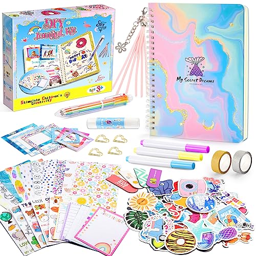 HappyKidsClub Geschenk Mädchen 5 6 7 8 9 10 11 Jahre, Scrapbook Zubehör Einschulung Mädchen Spielzeug ab 4 5-8 Jahre Mädchen Kleine Geschenke für Kinder Journaling Album Zum Selbstgestalten von HappyKidsClub