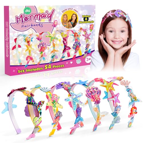 HappyKidsClub Mädchen Geschenke 5-11 Jahre, Bastelset Kinder 3-12 Jahre, Meerjungfrau Spiele, Haarreifen Basteln, Mitgebsel Kindergeburtstag von HappyKidsClub
