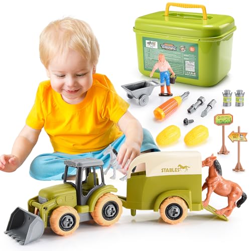 HappyKidsClub Traktor Spielzeug ab 3 4 5 6 Jahre Junge, Geschenk Junge 3-5 Jahre Bauernhof Spielzeug ab 3 4 5 Jahre Kinder Spielzeug 3-5 Jahre Trecker Spielzeug ab 3 4 5 Jahre von HappyKidsClub
