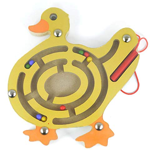 HappyToy Tier Mini Wooden Runde Magnetische Wand Nummer Maze Interaktive Labyrinth Magnet Perlen Labyrinth auf Brettspiel Stadt Verkehr Eduactional Handcraft Toys (Ente) von HappyToy