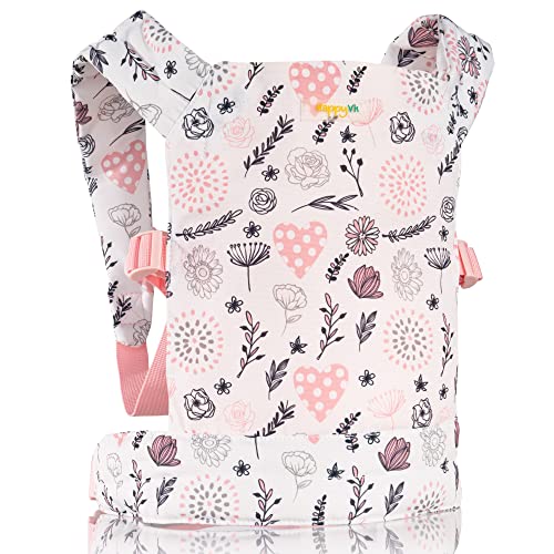 HappyVk-Puppentrage-Kinder Spielzeug süße Blumen und Herzen - Puppentragetasche-Puppentrage Baby Puppe Vorne und Hinten Puppenzubehör von HappyVk