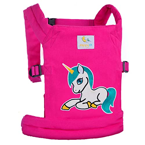 HappyVk- Puppentrage- Kinder Spielzeug süße Einhorn Stickerei-Puppentragetasche-Puppentrage Baby Puppe Vorne und Hinten Puppenzubehör-Rosa von HappyVk