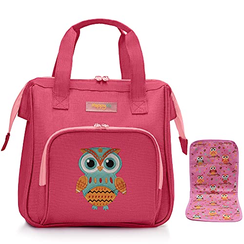 HappyVk- Rosa Puppen Wickeltasche mit Wickelunterlage- Puppenzubehör, süße Eule Stickerei von HappyVk