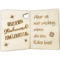 Alter ist nur wichtig, wenn du ein Käse bist! - Geburtstagskarte Holz als Anhänger für Geschenke u. Blumendeko Alter ist nur wichtig, wenn du ein Käse bist! - Geburtstagskarte Holz als Anhänger für Geschenke u. Blumendeko von Happygoods GmbH