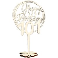 Cake Topper, Geflecht, Holz, 20cm x 12,5cm Geburtstagszahlen: 101 von Happygoods GmbH