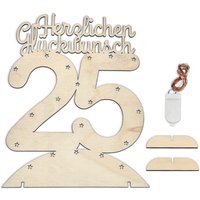 Leuchtender Aufsteller aus Holz zum 25. Geburtstag, mit 20 LEDs von Happygoods GmbH