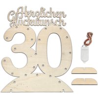 Leuchtender Aufsteller aus Holz zum 30. Geburtstag, mit 20 LEDs von Happygoods GmbH