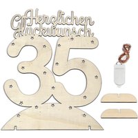 Leuchtender Aufsteller aus Holz zum 35. Geburtstag, mit 20 LEDs von Happygoods GmbH
